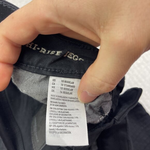 Y2K American Eagle Outfitters High-Rise Jegging Jeans Wom 10 Black Biker Punk - Picture 6 of 10